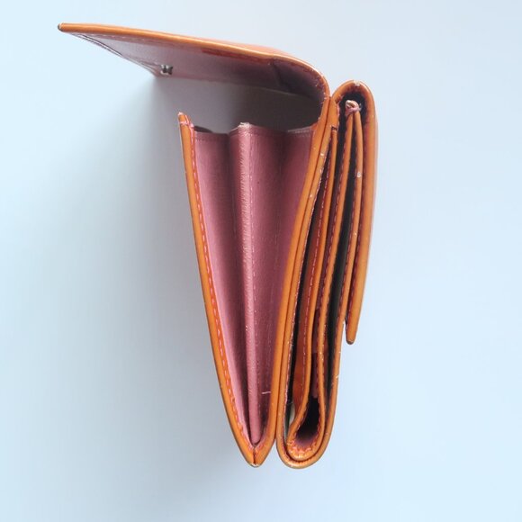 Chanel Orange Patent Leather Wallet Card Holder Silver CC Logo Luxury Designer - Picture 9 of 16